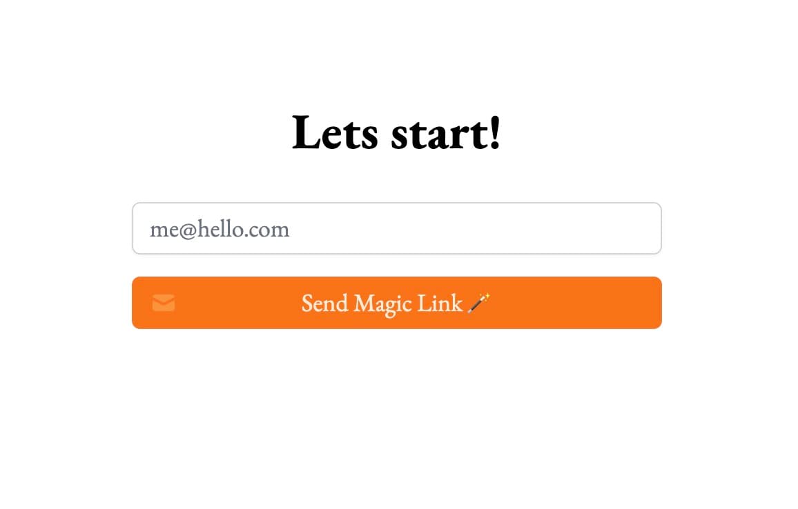 screenshot of get started page