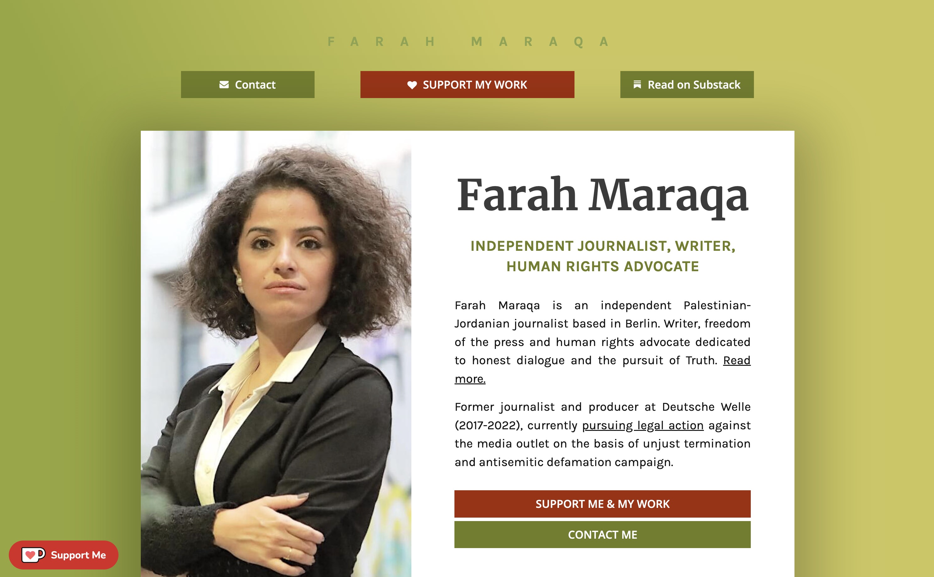 Screenshot for Farah Maraqa newsletter